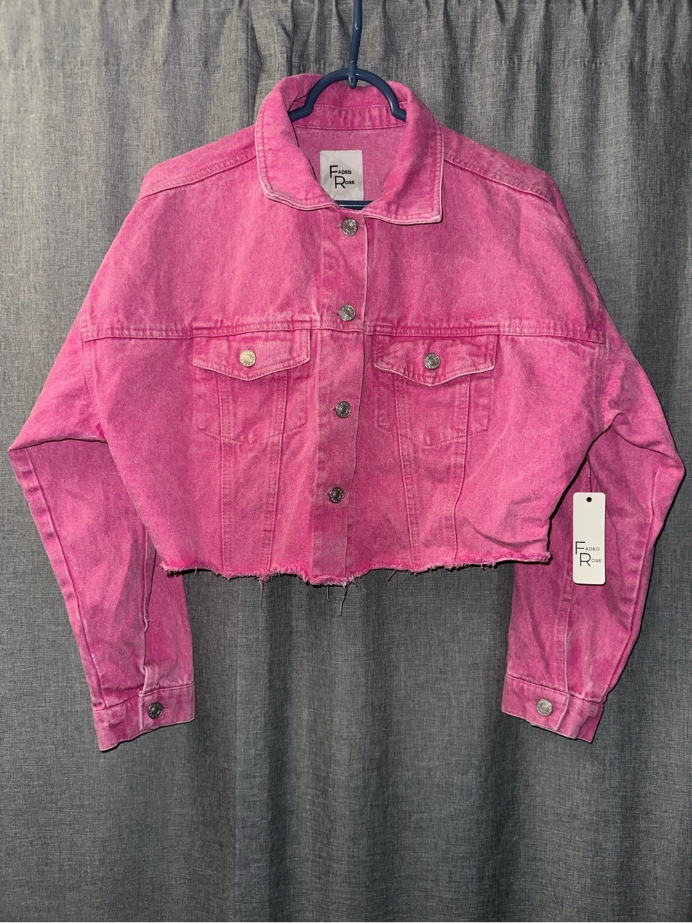 Faded Rose Cropped Denim Jacket